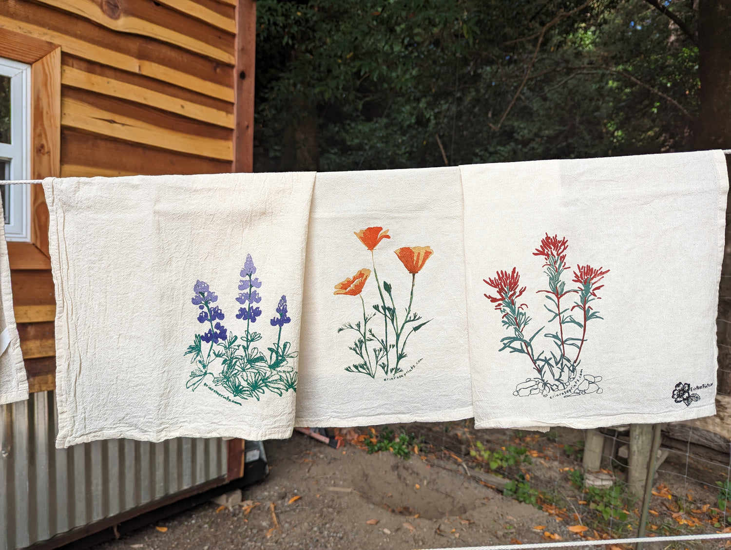 Screen printed nature-themed Tea Towel