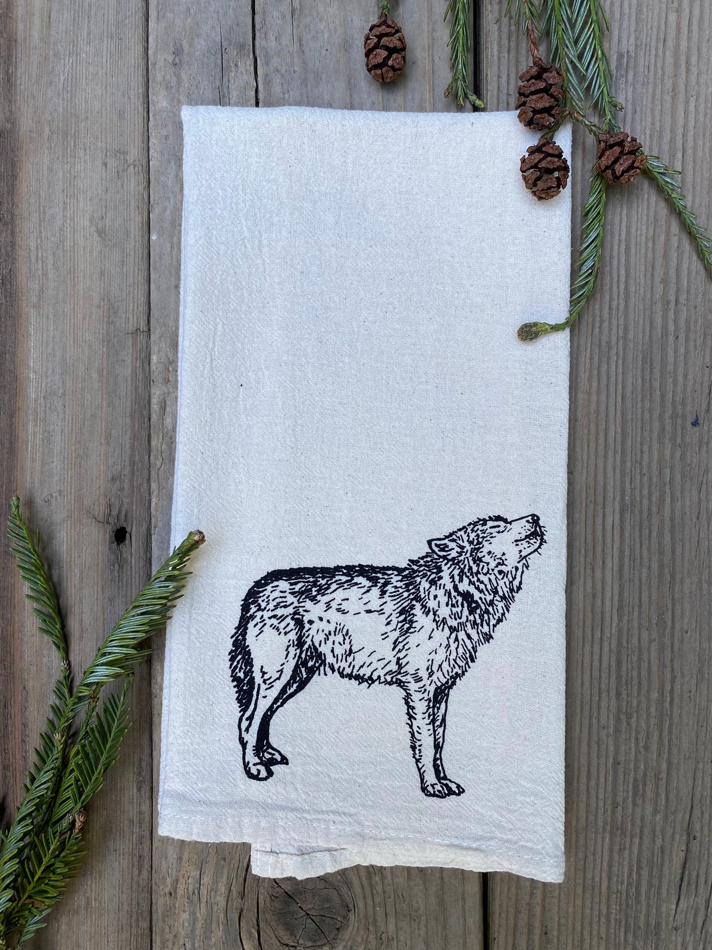 Wolf tea towel